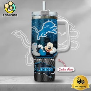 NFL Detroit Lions Mickey Mouse Custom 40oz Stanley Cup Tumbler
