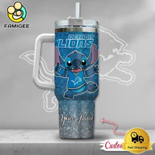 NFL Detroit Lions Stitch Glitter Custom 40oz Stanley Cup Tumbler