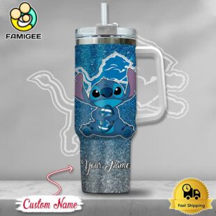 NFL Detroit Lions Stitch Glitter Custom 40oz Stanley Cup Tumbler