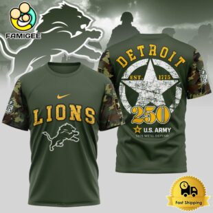 NFL Detroit Lions US Army 250th Anniversary Parade T-Shirt