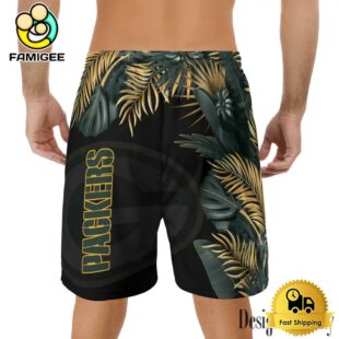 NFL Green Bay Packers Men's Summer Hawaiian Casual Drawstring Shorts