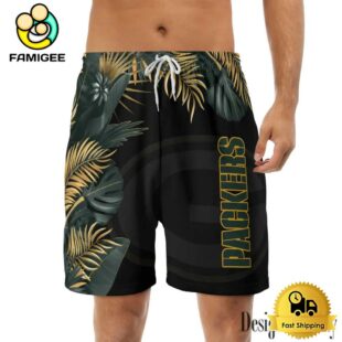 NFL Green Bay Packers Men's Summer Hawaiian Casual Drawstring Shorts