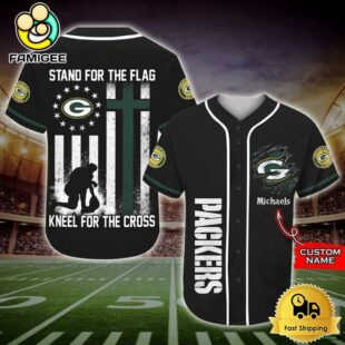 NFL Green Bay Packers Stand For The Flag Kneel For The Cross Baseball Jersey