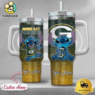 NFL Green Bay Packers Stitch Glitter Custom 40oz Stanley Cup Tumbler