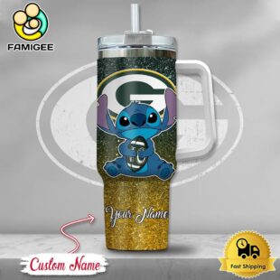 NFL Green Bay Packers Stitch Glitter Custom 40oz Stanley Cup Tumbler