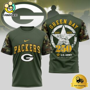 NFL Green Bay Packers US Army 250th Anniversary Parade T-Shirt