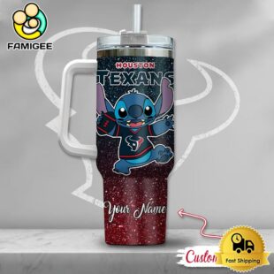 NFL Houston Texans Stitch Glitter Custom 40oz Stanley Cup Tumbler