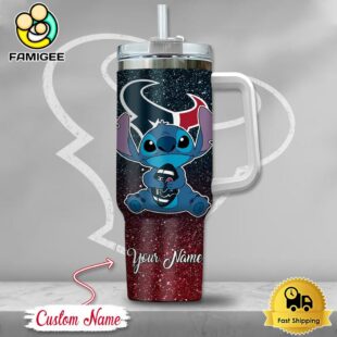 NFL Houston Texans Stitch Glitter Custom 40oz Stanley Cup Tumbler