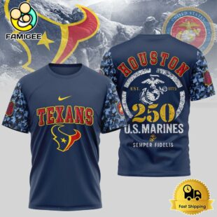 NFL Houston Texans Us Marine Corps Will Celebrate Its 250th Anniversary T-Shirt