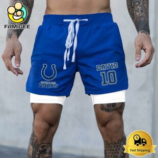 NFL Indianapolis Colts Blue Custom Name Double Sport Shorts