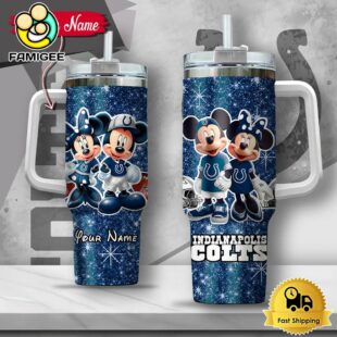 NFL Indianapolis Colts Mickey And Minnie Couple Custom 40oz Stanley Cup Tumbler