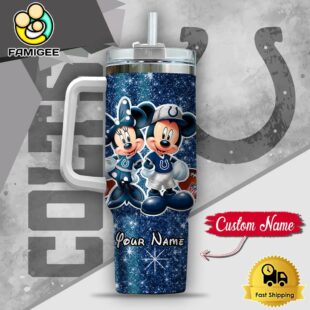 NFL Indianapolis Colts Mickey And Minnie Couple Custom 40oz Stanley Cup Tumbler