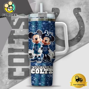 NFL Indianapolis Colts Mickey And Minnie Couple Custom 40oz Stanley Cup Tumbler