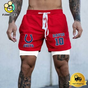 NFL Indianapolis Colts Red Custom Name Double Sport Shorts