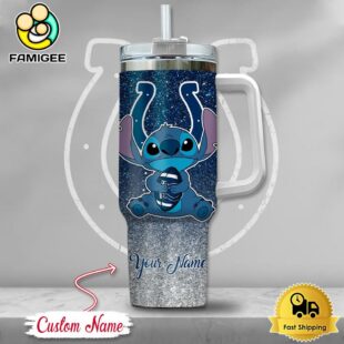 NFL Indianapolis Colts Stitch Glitter Custom 40oz Stanley Cup Tumbler