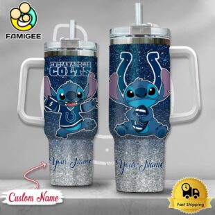 NFL Indianapolis Colts Stitch Glitter Custom 40oz Stanley Cup Tumbler