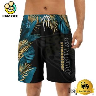 NFL Jacksonville Jaguars Men's Summer Hawaiian Casual Drawstring Shorts