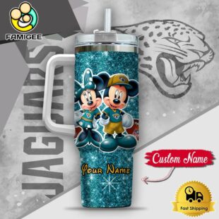 NFL Jacksonville Jaguars Mickey And Minnie Couple Custom 40oz Stanley Cup Tumbler