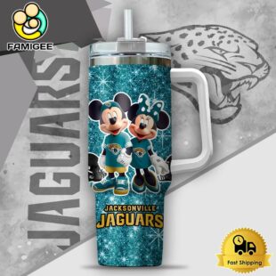 NFL Jacksonville Jaguars Mickey And Minnie Couple Custom 40oz Stanley Cup Tumbler