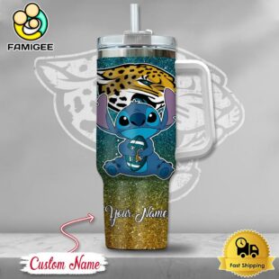 NFL Jacksonville Jaguars Stitch Glitter Custom 40oz Stanley Cup Tumbler