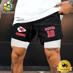 NFL Kansas City Chiefs Black Custom Name Double Sport Shorts