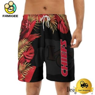 NFL Kansas City Chiefs Men's Summer Hawaiian Casual Drawstring Shorts