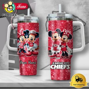 NFL Kansas City Chiefs Mickey And Minnie Couple Custom 40oz Stanley Cup Tumbler
