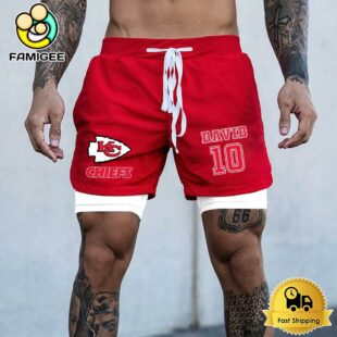 NFL Kansas City Chiefs Red Custom Name Double Sport Shorts