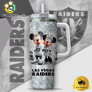 NFL Las Vegas Raiders Mickey And Minnie Couple Custom 40oz Stanley Cup Tumbler