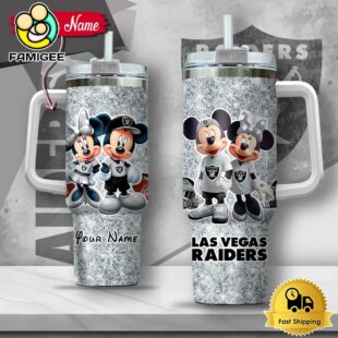NFL Las Vegas Raiders Mickey And Minnie Couple Custom 40oz Stanley Cup Tumbler