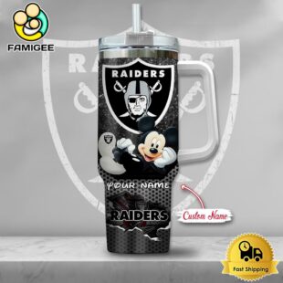 NFL Las Vegas Raiders Mickey Mouse Custom 40oz Stanley Cup Tumbler
