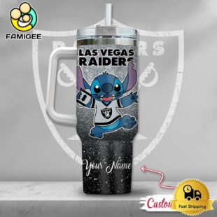 NFL Las Vegas Raiders Stitch Glitter Custom 40oz Stanley Cup Tumbler