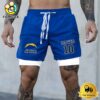 NFL Los Angeles Chargers Blue Custom Name Double Sport Shorts