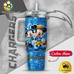 NFL Los Angeles Chargers Mickey And Minnie Couple Custom 40oz Stanley Cup Tumbler