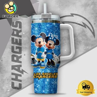 NFL Los Angeles Chargers Mickey And Minnie Couple Custom 40oz Stanley Cup Tumbler