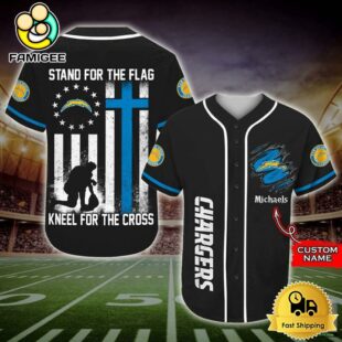 NFL Los Angeles Chargers Stand For The Flag Kneel For The Cross Baseball Jersey