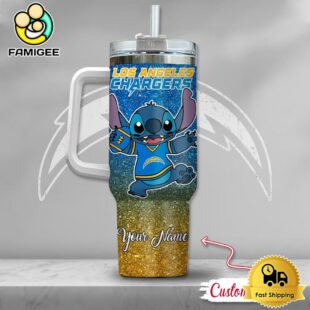 NFL Los Angeles Chargers Stitch Glitter Custom 40oz Stanley Cup Tumbler