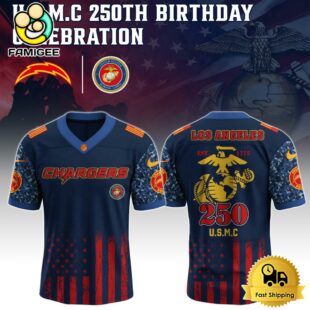 NFL Los Angeles Chargers Us Marine Corps Will Celebrate Its 250th Anniversary Football Jersey
