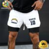 NFL Los Angeles Chargers White Custom Name Double Sport Shorts