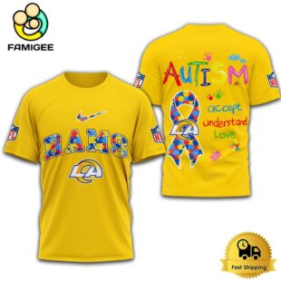 NFL Los Angeles Rams Autism Accept Understand Love T-Shirt
