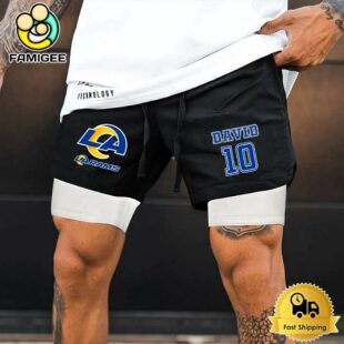 NFL Los Angeles Rams Black Custom Name Double Sport Shorts