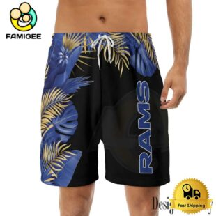 NFL Los Angeles Rams Men's Summer Hawaiian Casual Drawstring Shorts