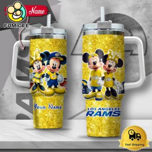 NFL Los Angeles Rams Mickey And Minnie Couple Custom 40oz Stanley Cup Tumbler