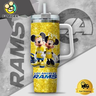 NFL Los Angeles Rams Mickey And Minnie Couple Custom 40oz Stanley Cup Tumbler