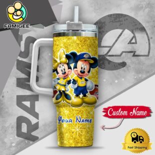 NFL Los Angeles Rams Mickey And Minnie Couple Custom 40oz Stanley Cup Tumbler