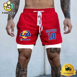 NFL Los Angeles Rams Red Custom Name Double Sport Shorts