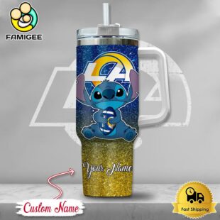 NFL Los Angeles Rams Stitch Glitter Custom 40oz Stanley Cup Tumbler
