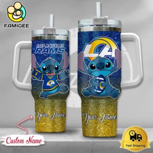 NFL Los Angeles Rams Stitch Glitter Custom 40oz Stanley Cup Tumbler