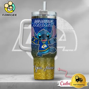 NFL Los Angeles Rams Stitch Glitter Custom 40oz Stanley Cup Tumbler