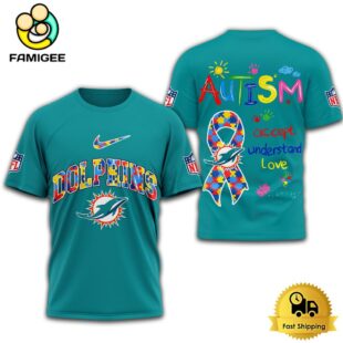 NFL Miami Dolphins Autism Accept Understand Love T-Shirt